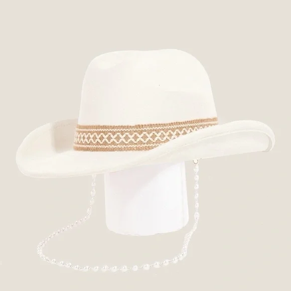 NWT Chic Pink Cowboy Hat with Pearl Chain NWT - Picture 6 of 7